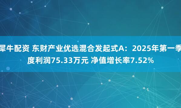 犀牛配资 东财产业优选混合发起式A：2025年第一季度利润75.33万元 净值增长率7.52%